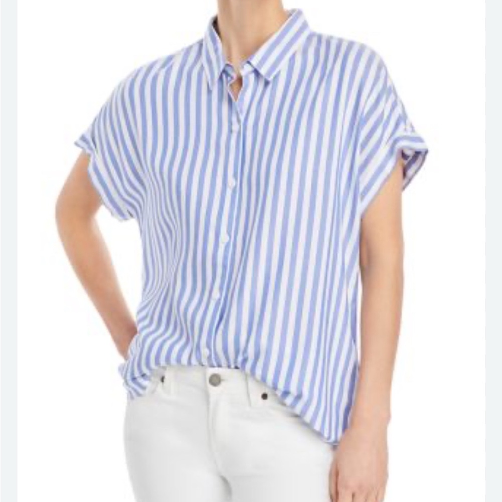 beachlunchlounge Blue and White Striped Blouse - Picture 2 of 8